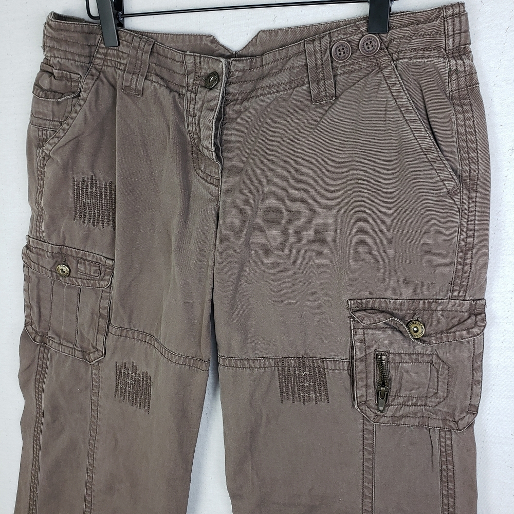 Vintage Y2K Picasso Pants Cargo Baggy Low Rise Relaxed Distressed Taupe Brown L - Picture 8 of 13